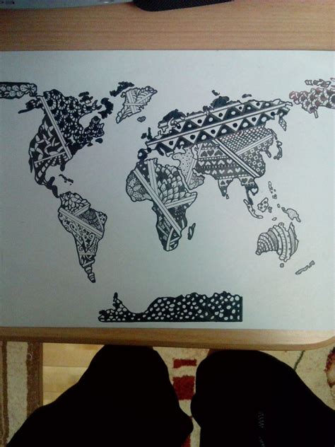 Zentangle Map Of The World Drawings Zentangle Art