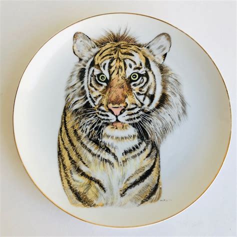 3 collector plates tiger lion leopard cubs born free enesco etsy