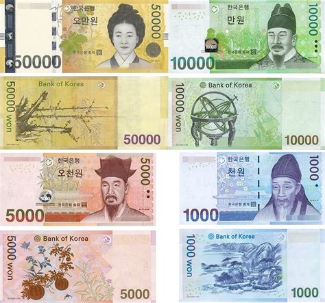 South Korea 50000 10000 5000 1000 Won X2 Banknotes UNC Uncirculated 8