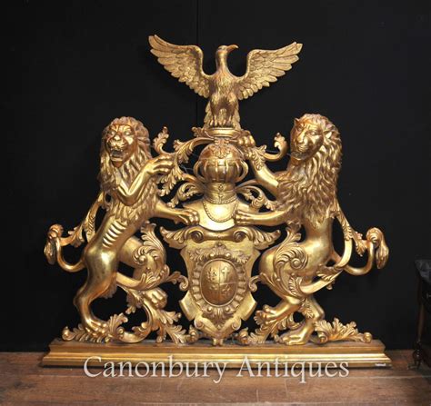 But the most wonderful thing about the knights' armor was their shields. English Gilt Coat of Arms Hand Carved Heraldry Knight ...