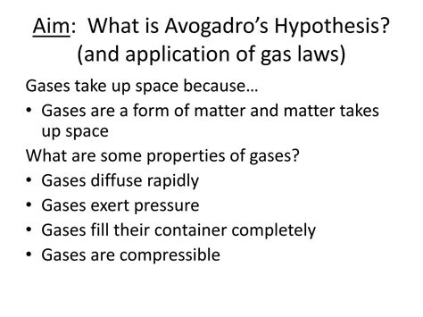 Ppt Aim What Is Avogadros Hypothesis And Application Of Gas Laws