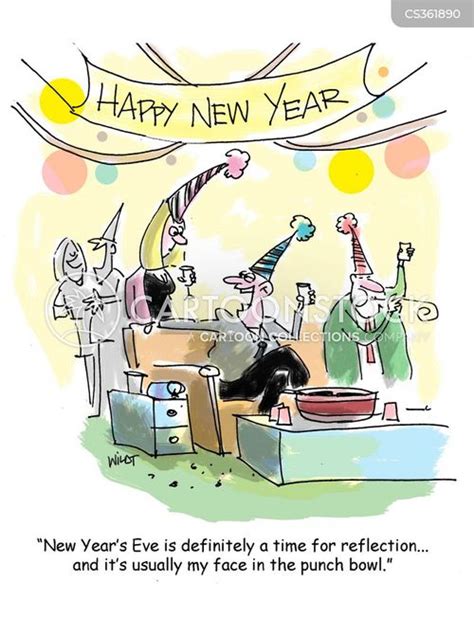 Cartoon New Years Eve Reflection Henry Kotula