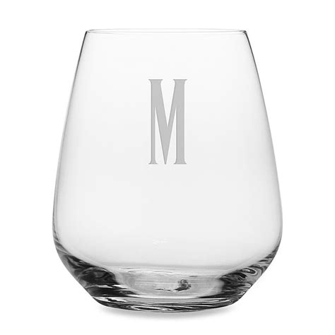Susquehanna Glass Monogrammed Block Letter Stemless Wine Glass Bed Bath And Beyond Wine Glass