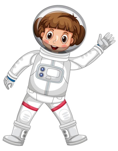 Girl In Astronaut Outfit Waving Hand 418962 Vector Art At Vecteezy