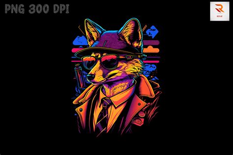 Synthwave Retro Gangster Fox 9 By Mulew Art Thehungryjpeg