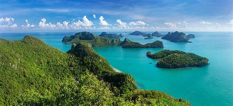 Taman Nasional Pulau Mu Ko Ang Thong Pemandangan Udara Laut Thailand Yang Menakjubkan Foto Latar