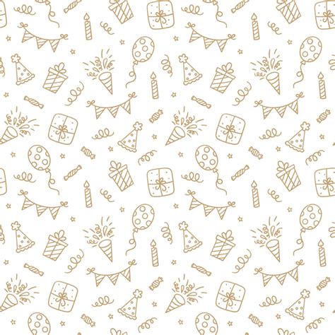 Seamless Pattern With Happy Birthday Doodles Background Wallpaper