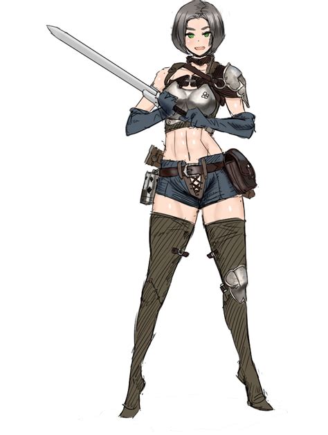 Nisetanaka Original 1girl Abs Armor Belt Belt Pouch Black Hair Boots Breastplate