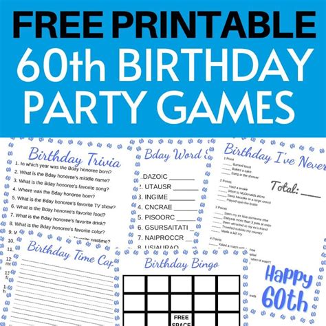 60th Birthday Party Games Free Printables Parties Made Personal