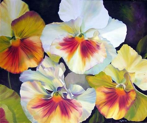 Oil Flower Painting Of Pansies Garden Pansies Flowers In