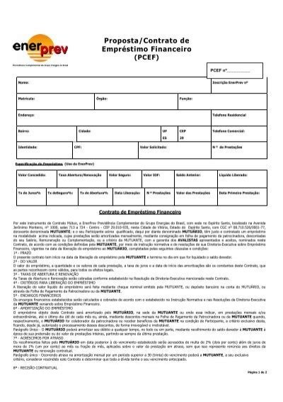 Proposta Contrato de Empréstimo Financeiro EnerPrev