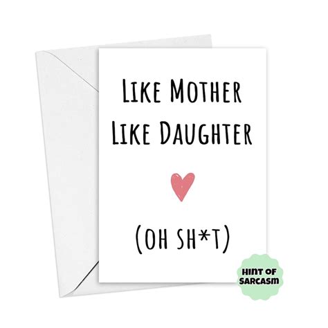 A5 Like Mother Like Daughter Mothers Day Card Funny Etsy