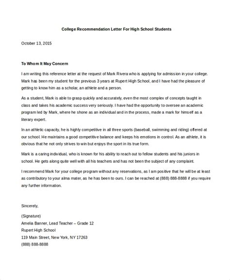College Admissions Recommendation Letter Database Letter Template