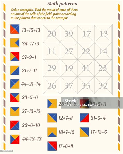 Ilustración De Patrones Matemáticos Hoja De Cálculo Resolver Ejemplos Encuentre El Resultado De