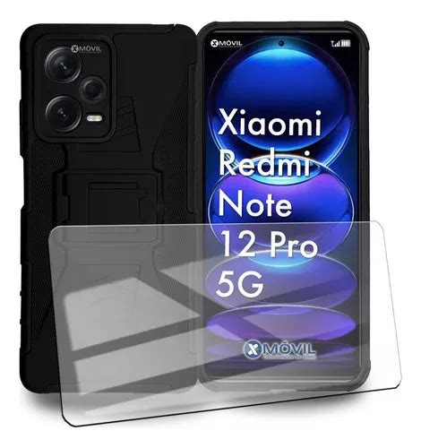 Funda P Xiaomi Redmi Note 12 Pro 5g Uso Rudo Clip Mica Color Negro Xiaomi Redmi Note 12 Pro
