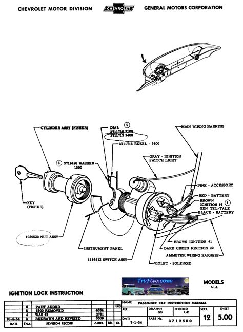 55 chevy ignition switch wiring diagram 56 1955 schematic 59 truck fuse box for bel air 57 coil headlight wire harness installation instructions light chevrolet parts literature 1956 gm sea sprite boat column 16944 car eye user 1958 gmc cessna 210 full 6 to 12 volt steering help on starter and 1953 wiper completed 1978 fuses corvetteforum why is 2 acc ign. Question about the 55 Ignition switch! - TriFive.com, 1955 ...