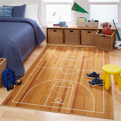 Mohawk Home Prismatic Basketball Court Brown Contemporary Theme Kids