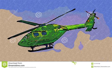 Military Helicopter Art Design Illustration Abstract Drawing Stock