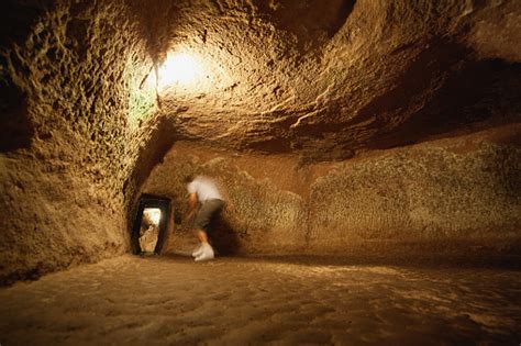 Claustrophobic Underground Cave City In Cappadocia Stock Photo