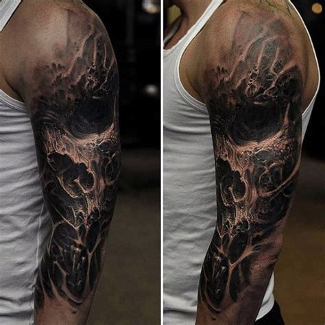 The ink is brighter against light skin, and it creates an appealing contrast on darker skin. 90 Black Ink Tattoo Designs For Men - Dark Ink Ideas