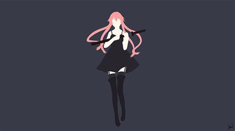 Hd Wallpaper Gasai Yuno Mirai Nikki Minimalism Pink Hair Anime