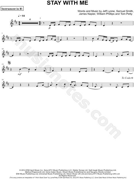 Sam Smith Stay With Me Bb Instrument Sheet Music