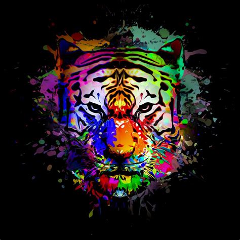 Tiger With Paint Splashes Stock Illustration Illustration Of Animal