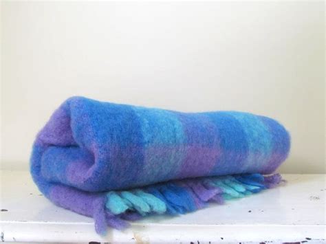 Vintage Handwoven Donegal Design Mohair Wool Blanket Throw In Purple