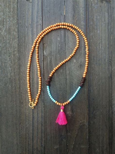 Pink Tassel Beaded Necklace By OliviaMangoJewelry On Etsy Pink Tassel