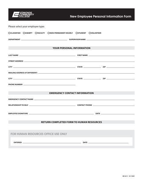 Personal Information Template
