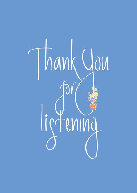 Hand Lettered Thank You For Listening On Blue With Flowers Card