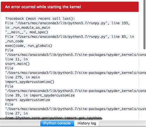Python An Error Ocurred While Starting The Kernel Spyder Stack Overflow