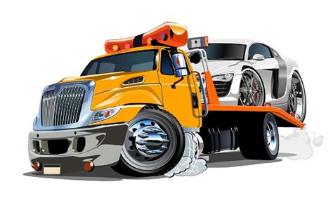 cartoon tow truck isolated  white background stock