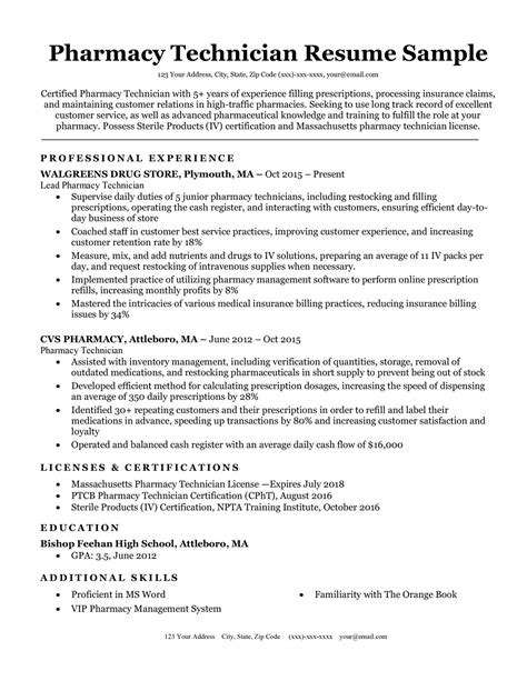 Get in touch with pharmaceutical professionals. Pharmacy Technician Resume Sample & Tips | ResumeCompanion