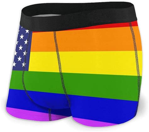 Kimisoy US Gay Pride Flag Underwear For Men Comfortable Boxer Briefs