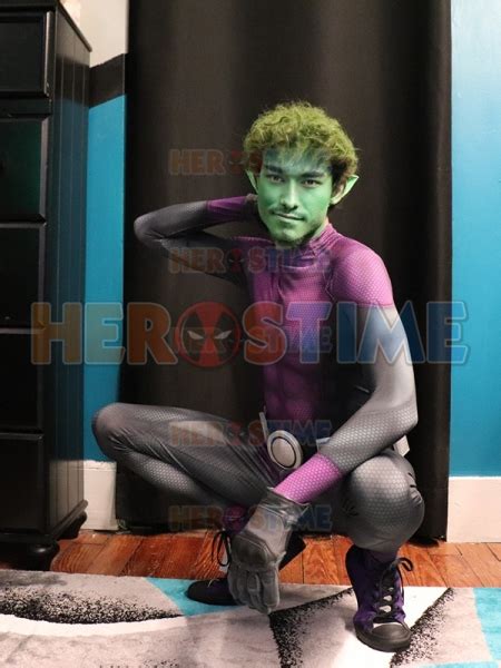 Beast Boy Dyesub Cosplay Costume With Muscle Shade