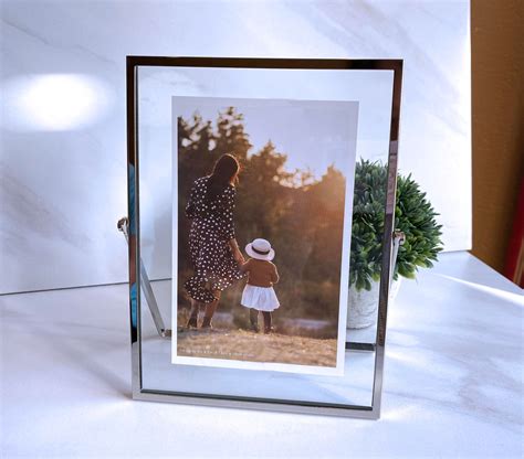 Modern Tabletop Glass Floating Picture Frame 2x2 2x3 4x6 Or Etsy