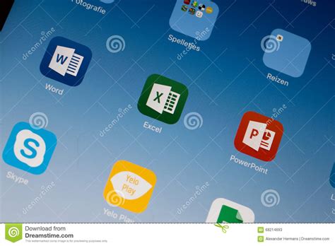Logo cinta di excel : Anteprima/logo Di Applicazione Di Excel/parola/PowerPoint Su Un'aria Del IPad Fotografia Stock ...