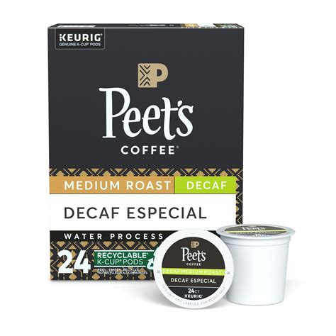 Peet S Coffee K Cup Pods Decaf Especial Medium Roast 24 Ct Single
