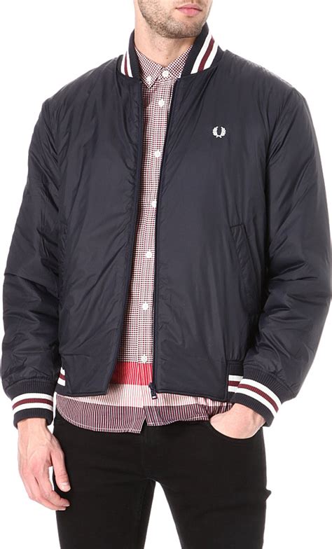 Fred Perry Quilted Tennis Bomber Jacket In Blue For Men Navy