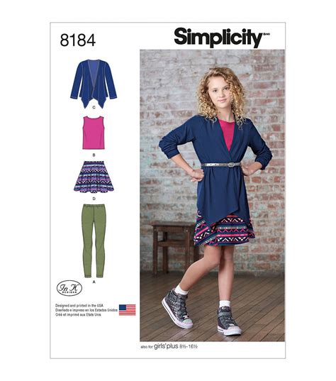 Simplicity Pattern 8184 Girlsgirls Plus Apparel Size Aa 8 16