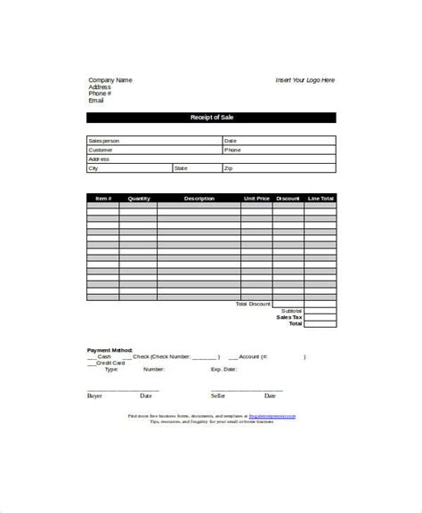 Free 6 Sample Sales Receipt Forms In Ms Word Pdf