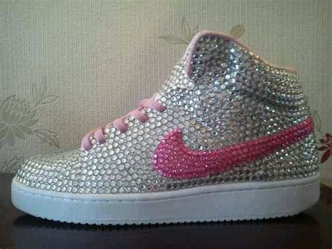 Rhinestone Nikes Pink And White Bling Shoes Sneakers Fashion Nike