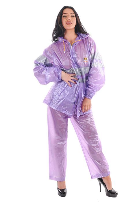 PVC zweiteiliger Regenanzug mit Kapuze Mäntel Jacken PVC