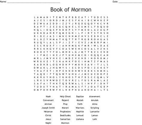 Book Of Mormon Word Search Wordmint
