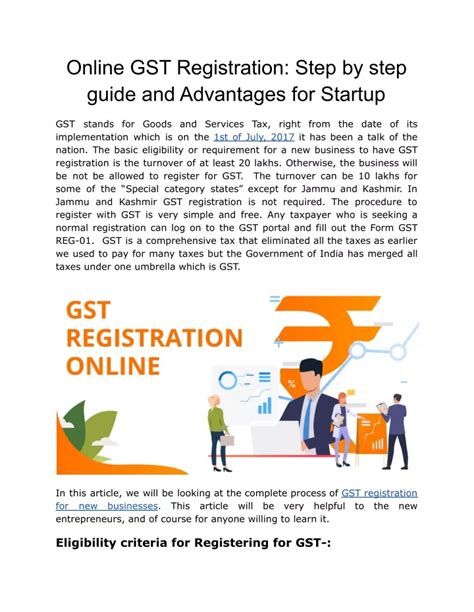 Ppt Online Gst Registration Step By Step Guide And Advantages For