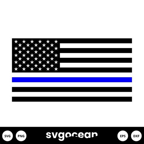 Thin Blue Line Flag Svg Free Vector For Instant Download Svg Ocean