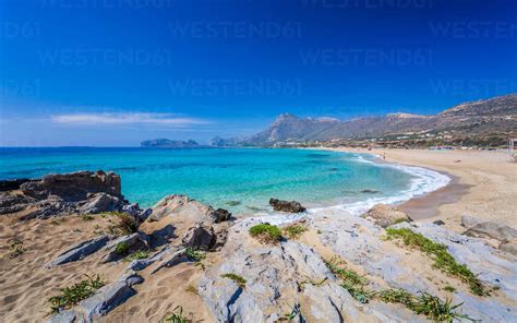 Falassarna Beach In Western Crete Greek Islands Greece Europe Stock