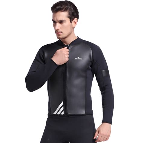 Sbart 2mm Neoprene Wetsuit Jacket Men Long Sleeve Full Zipper Super