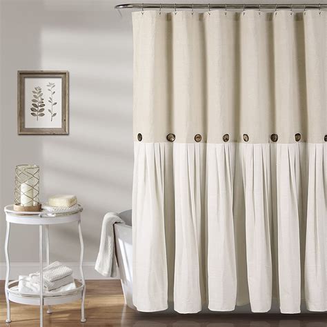 Elegant Linen Button Shower Curtain